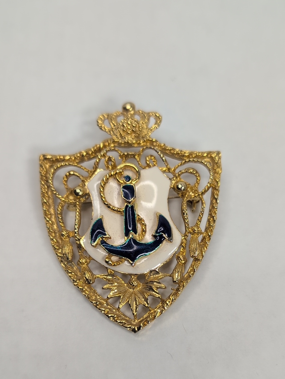 Vintage Nautical Anchor Coat-of-Arms Brooch